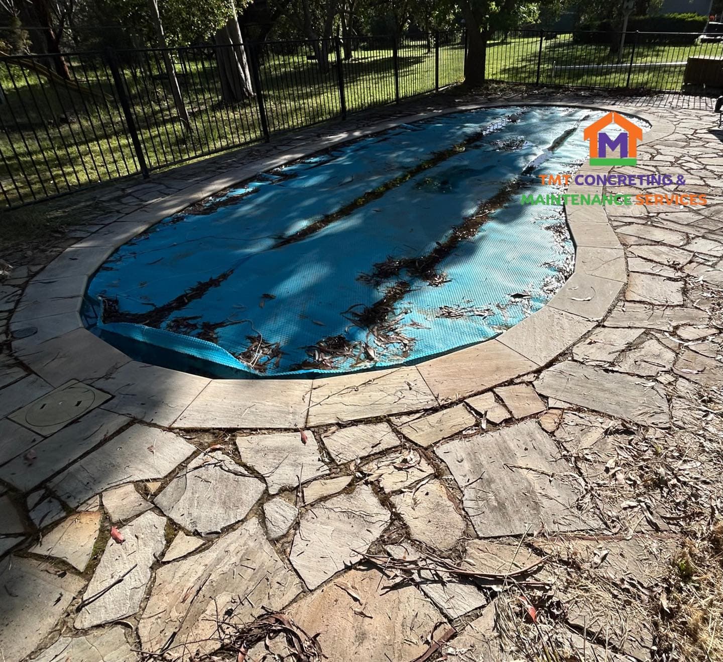 Decorative spray-pave patterned pool surrounds in Sale, Victoria by TMT Concreting